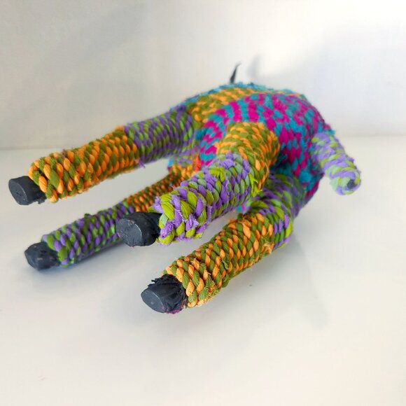 Bohemian Hand Crafted Colorful Indian Giraffe 19" Recycled Yarn Rope - Picture 5 of 5